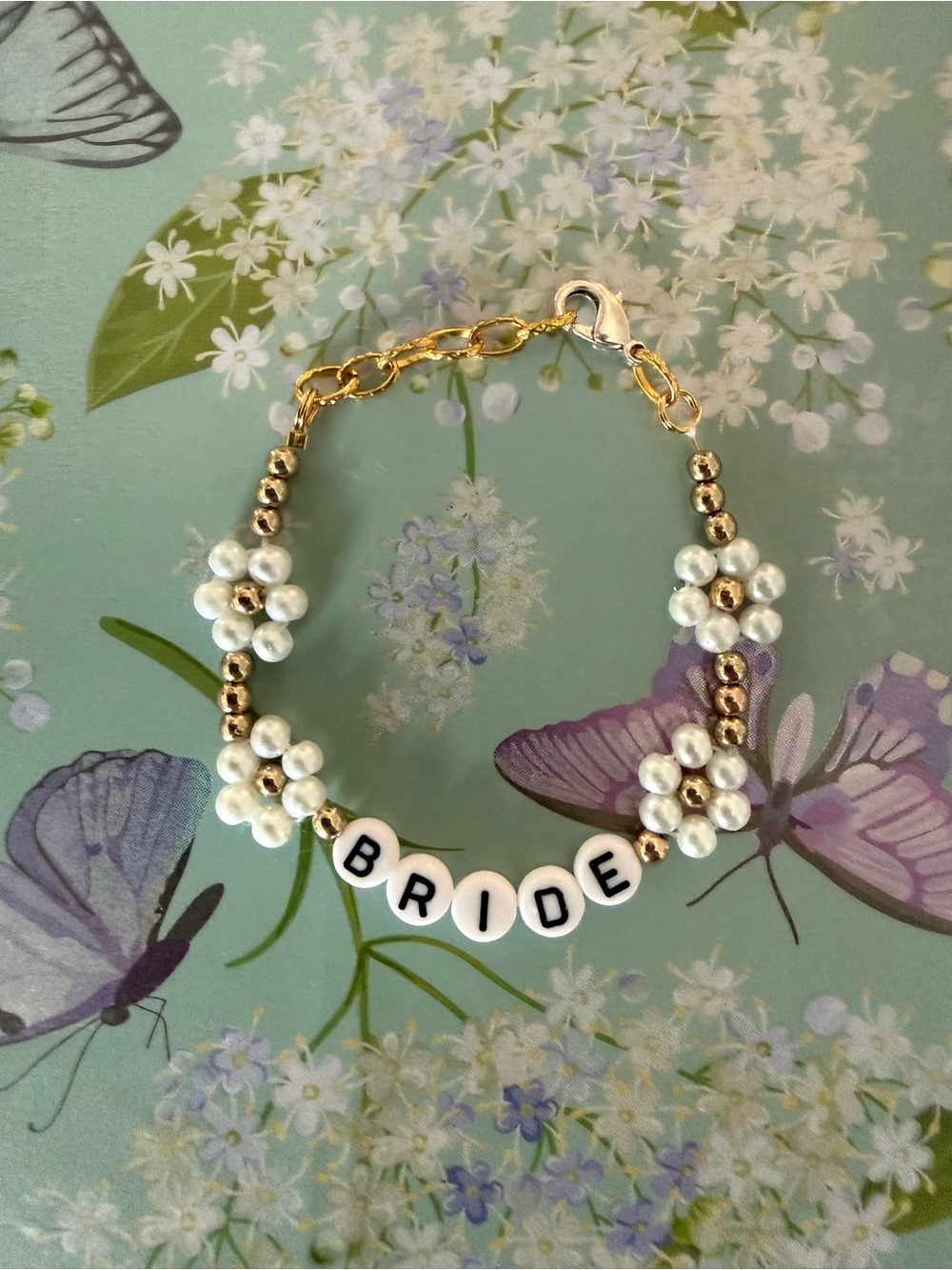 Bride Pearl and Gold Bead Bracelet